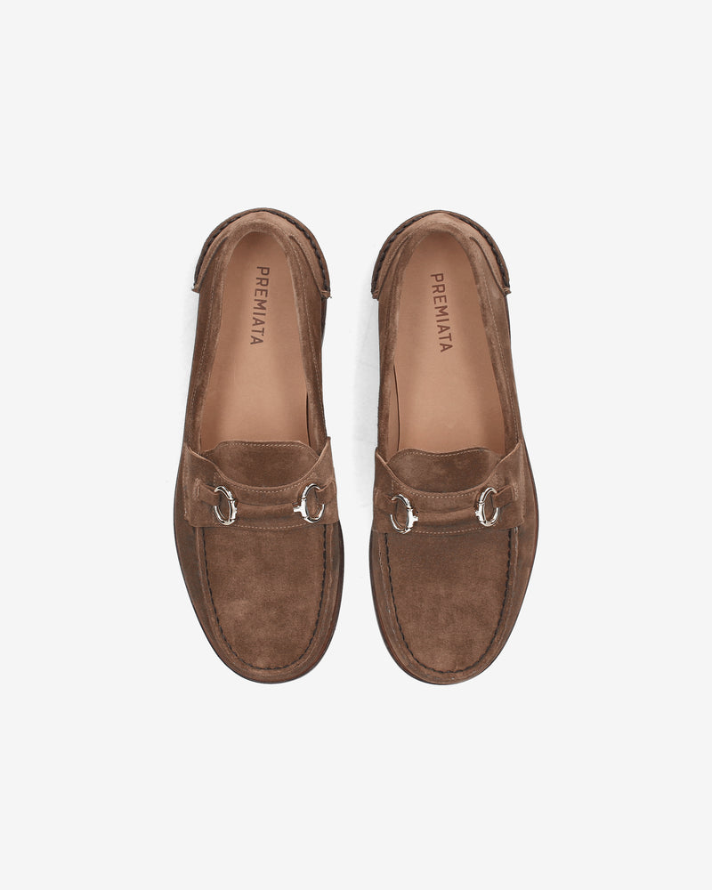 Suede loafers with buckle