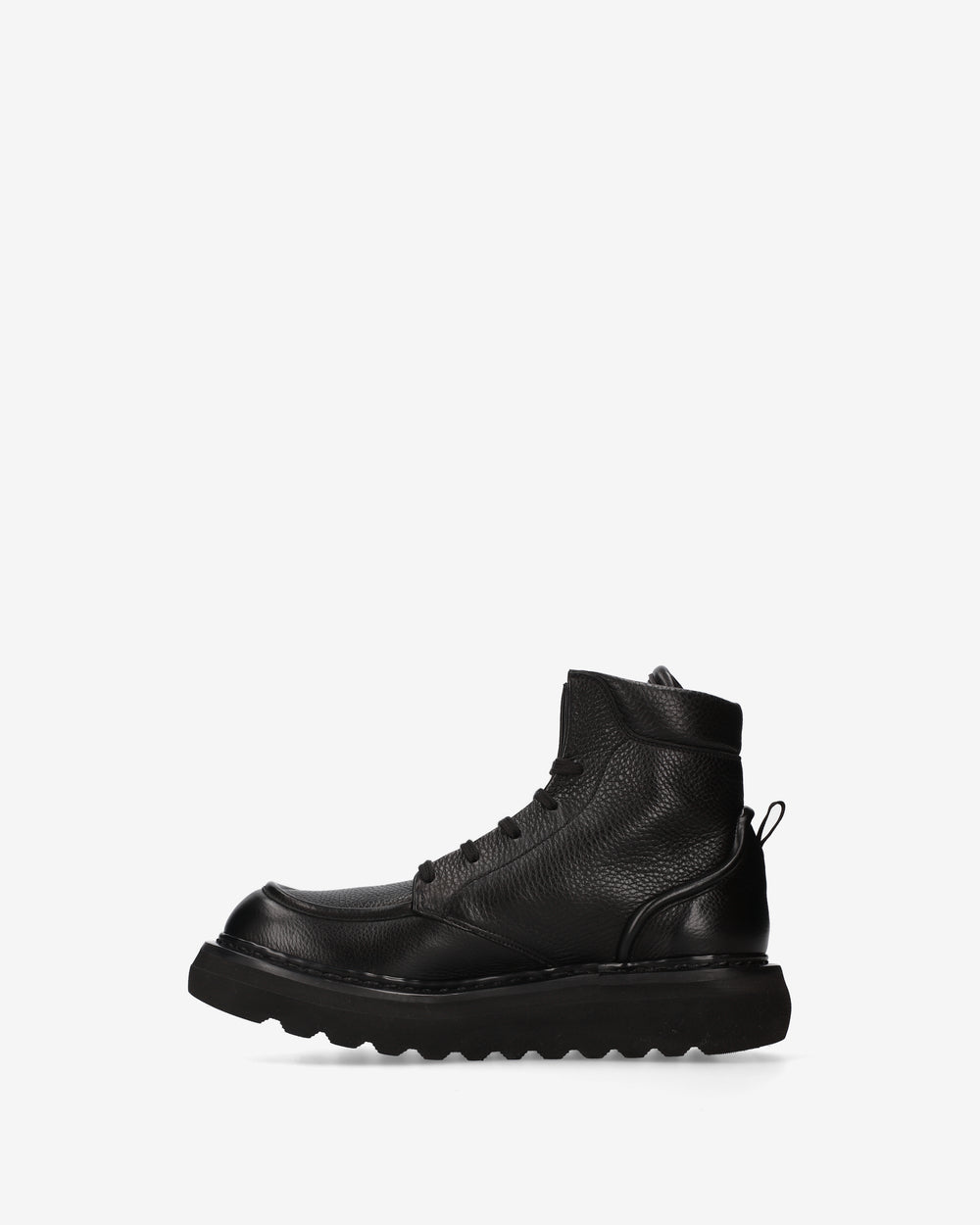 Black leather lace-up ankle boots