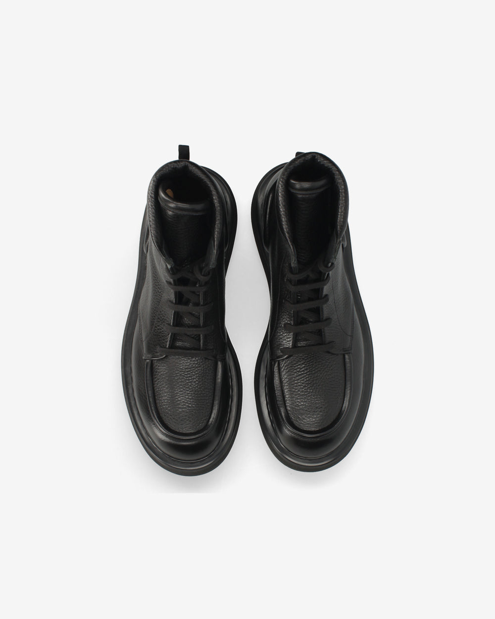 Black leather lace-up ankle boots