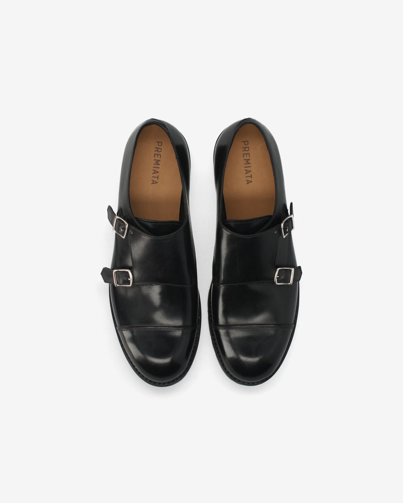 Doppia Fibbia Pelle Cordovan Black