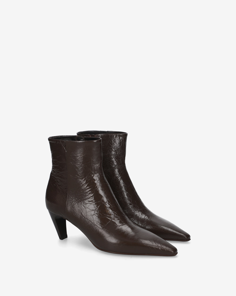 Brown Patent Leather Ankle Boots