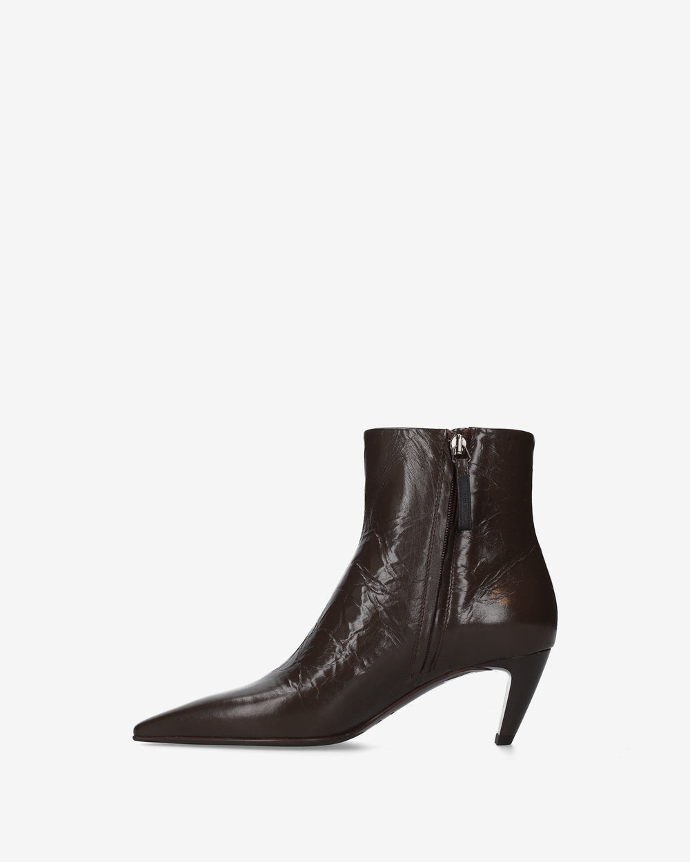 Brown Patent Leather Ankle Boots