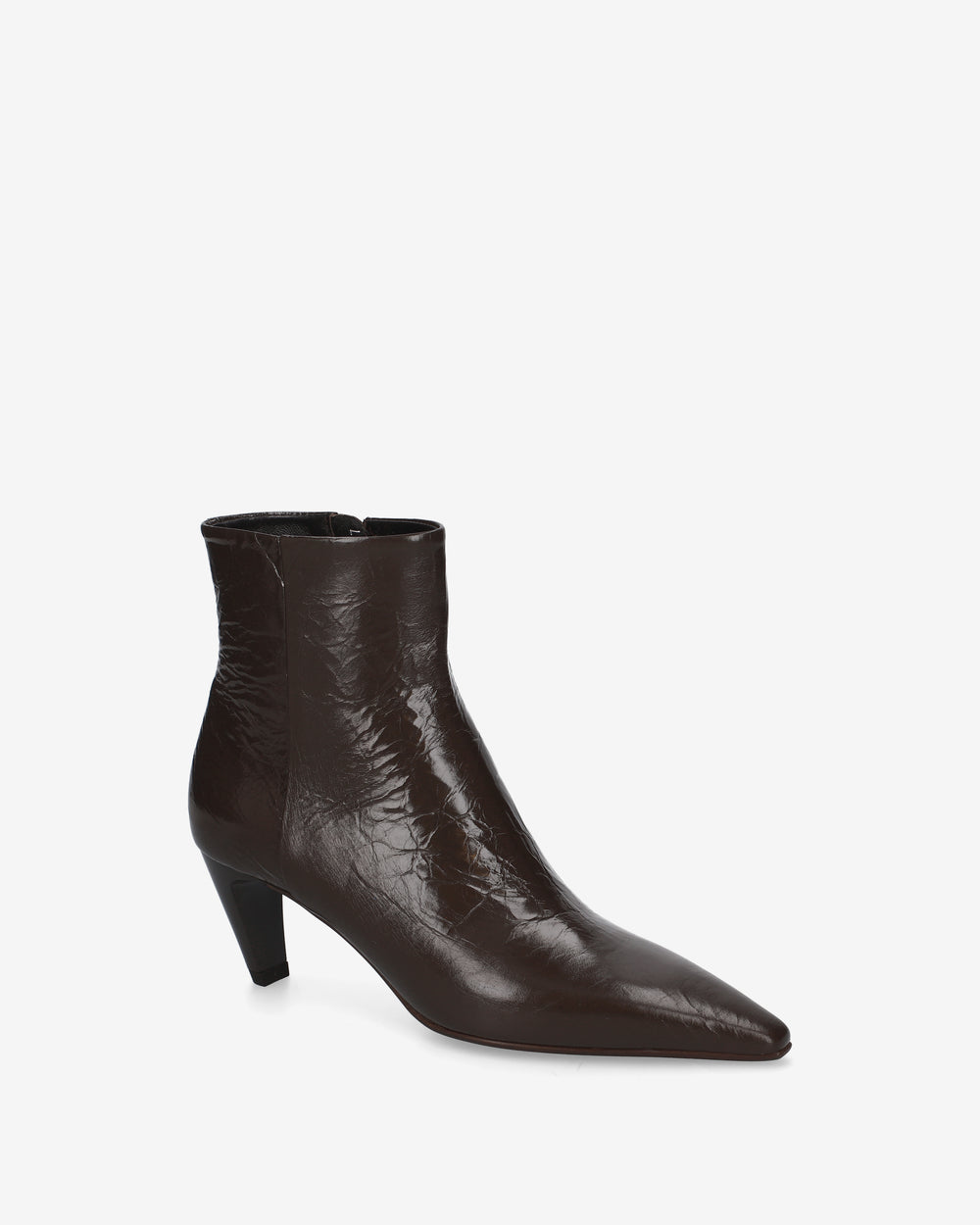 Brown Patent Leather Ankle Boots