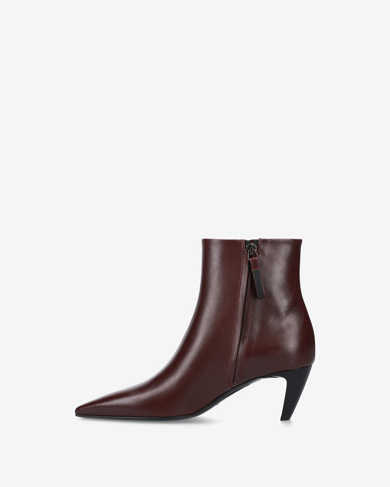 Burgundy leather ankle boots