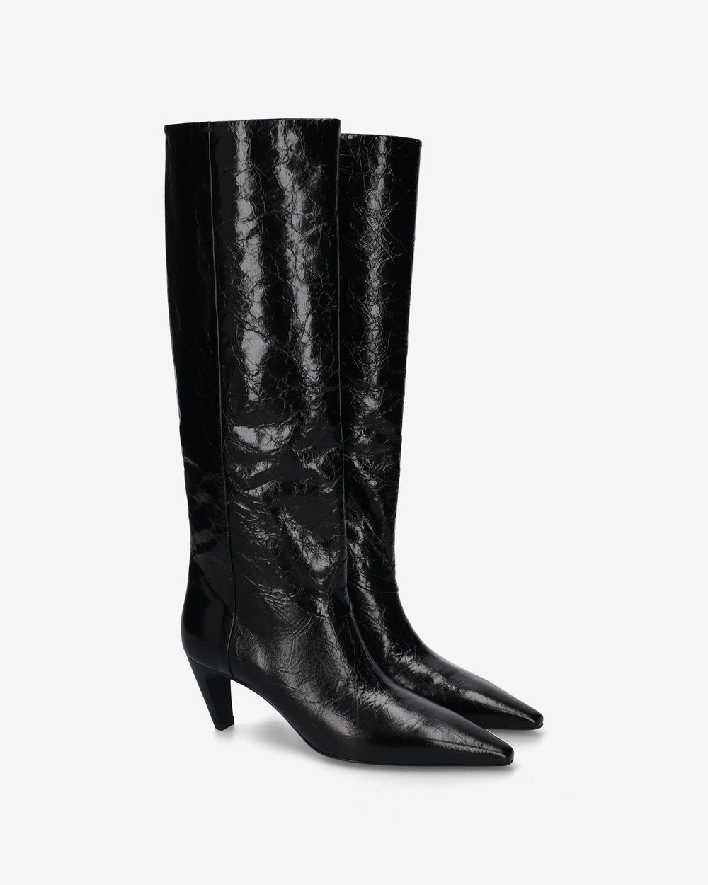 Leather boots with a glossy finish