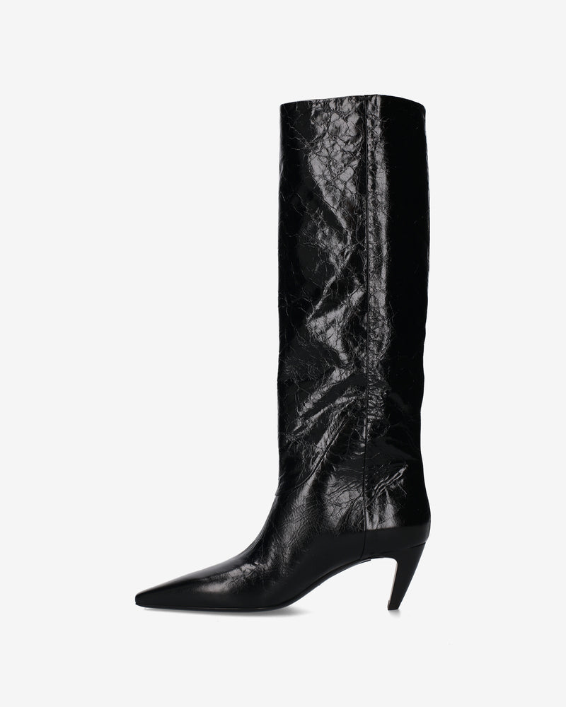 Leather boots with a glossy finish