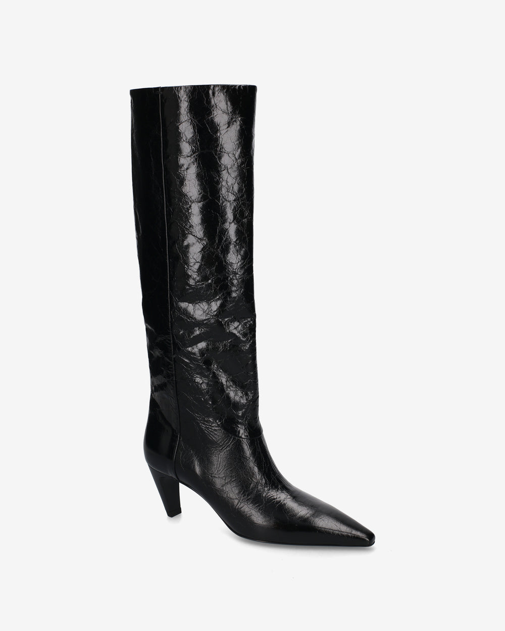Leather boots with a glossy finish