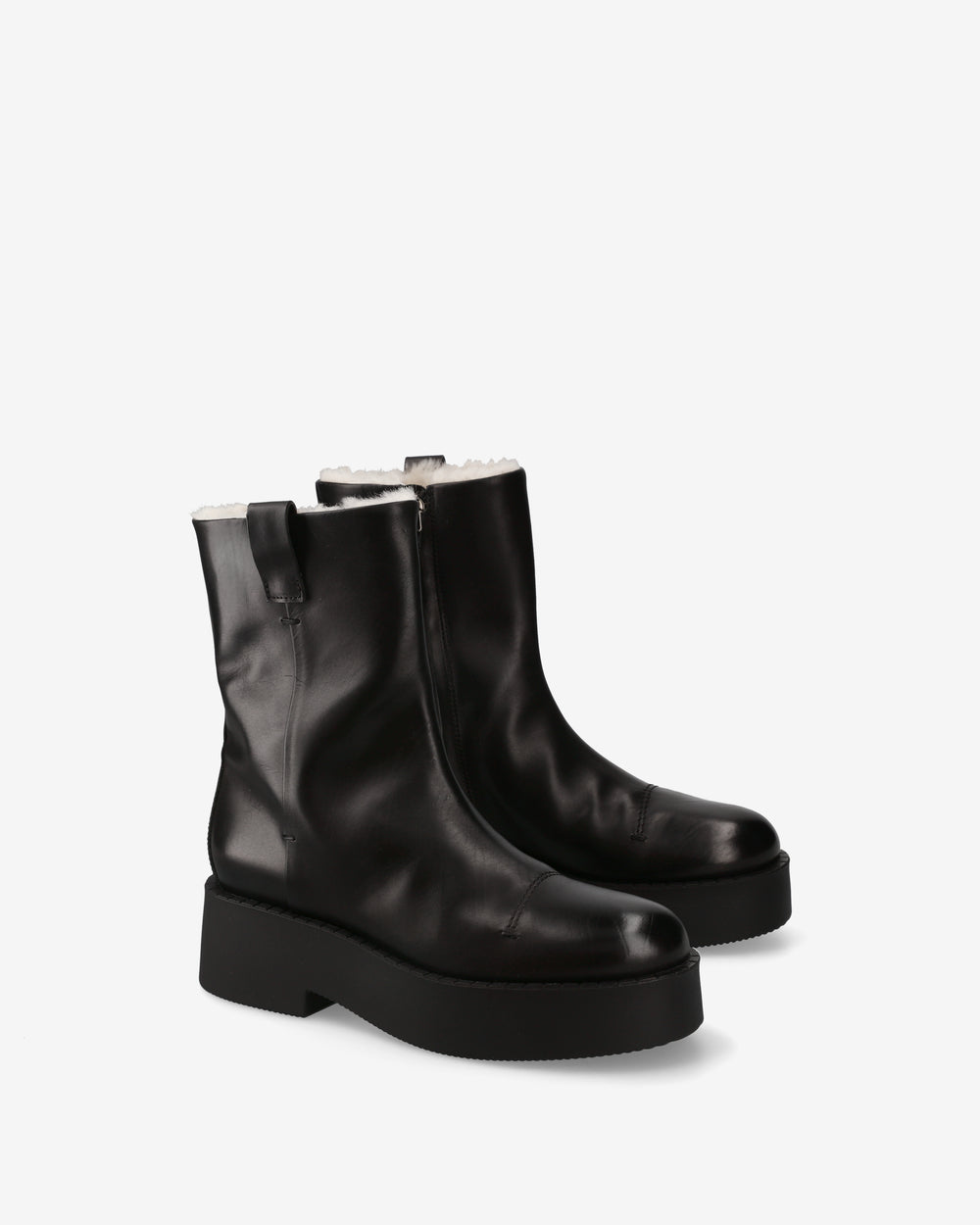 Leather platform ankle boots