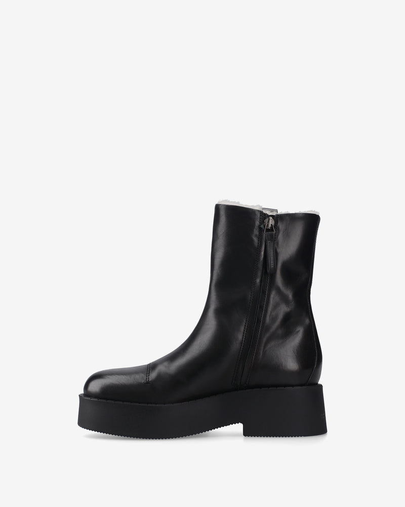 Leather platform ankle boots