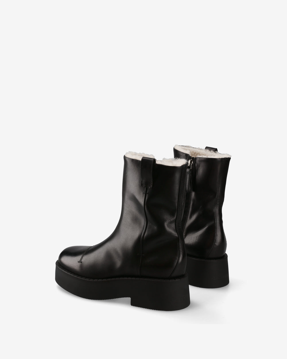 Leather platform ankle boots