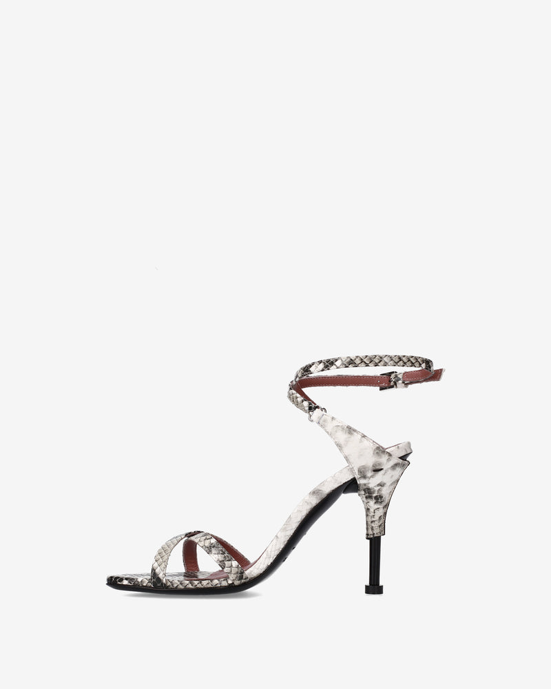 Python print leather heeled sandals
