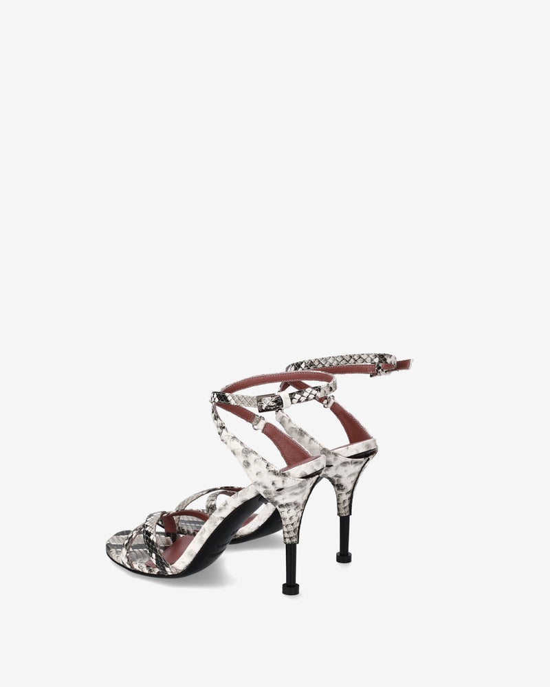 Python print leather heeled sandals