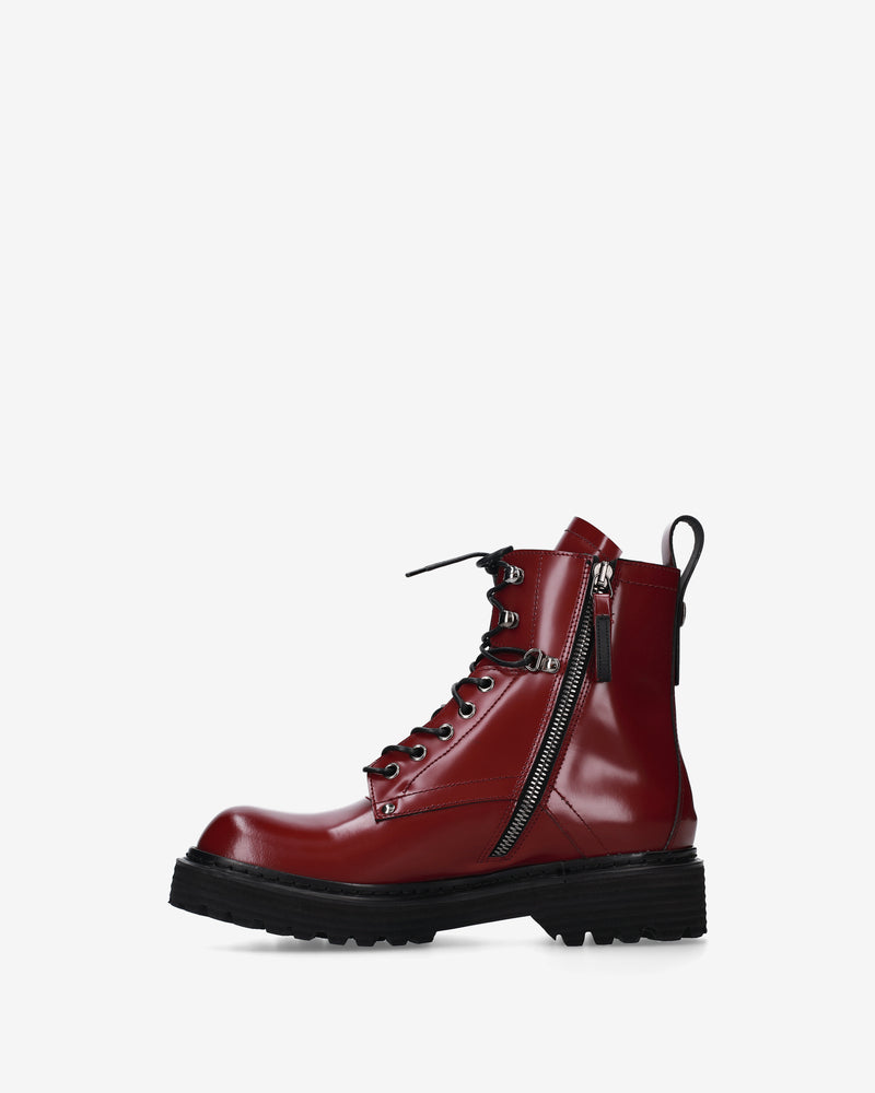 Red Leather Anfibio Platform Shoes