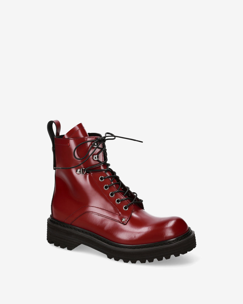 Red Leather Anfibio Platform Shoes