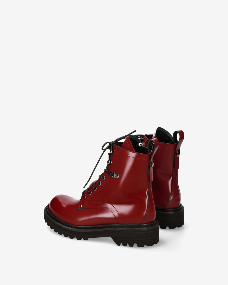 Red Leather Anfibio Platform Shoes