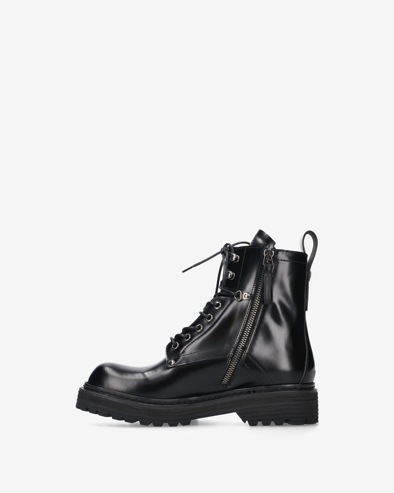 Black Leather Anfibio Platform Shoes
