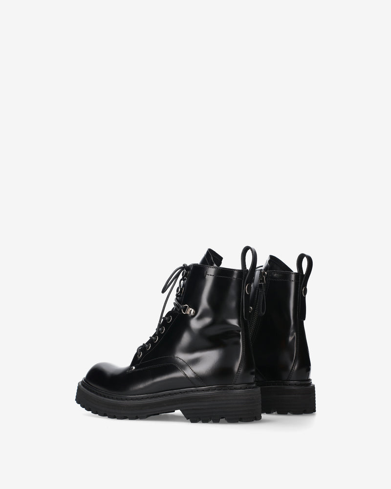 Black Leather Anfibio Platform Shoes