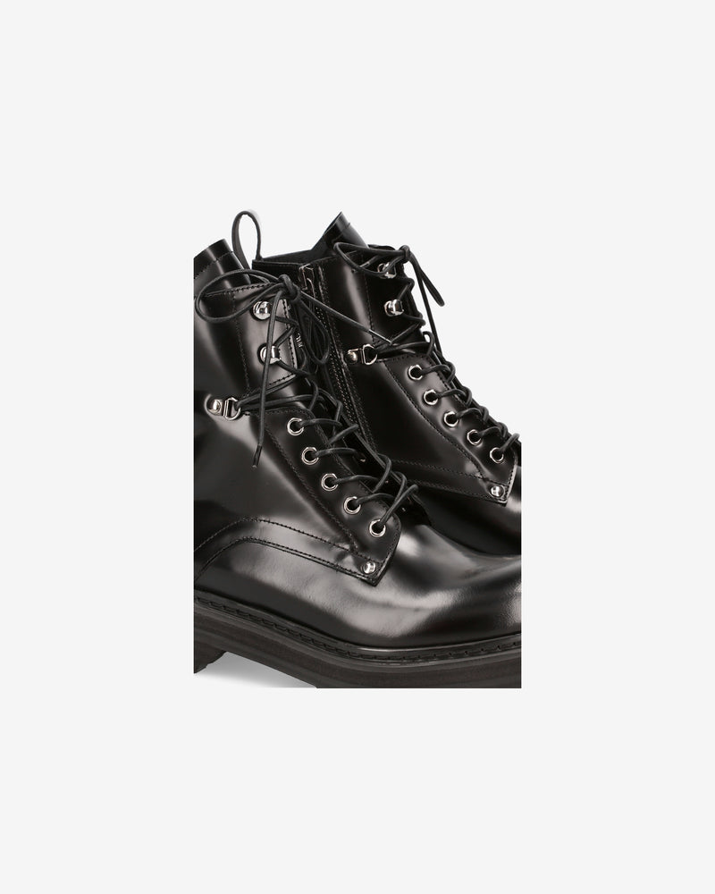 Black Leather Anfibio Platform Shoes