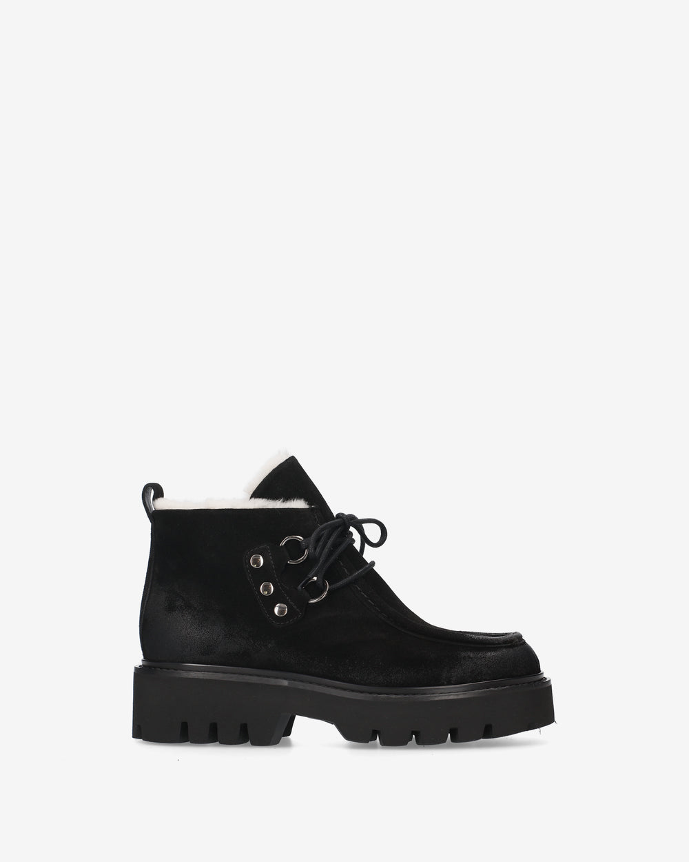 Suede ankle boots with sheepskin lining