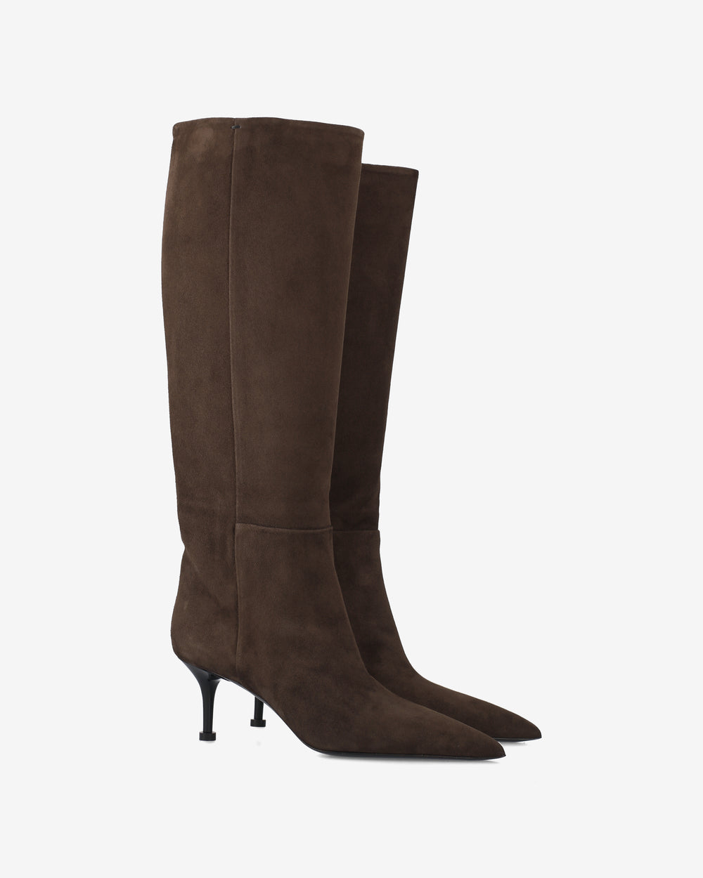 Dark Brown Suede Knee-High Boots