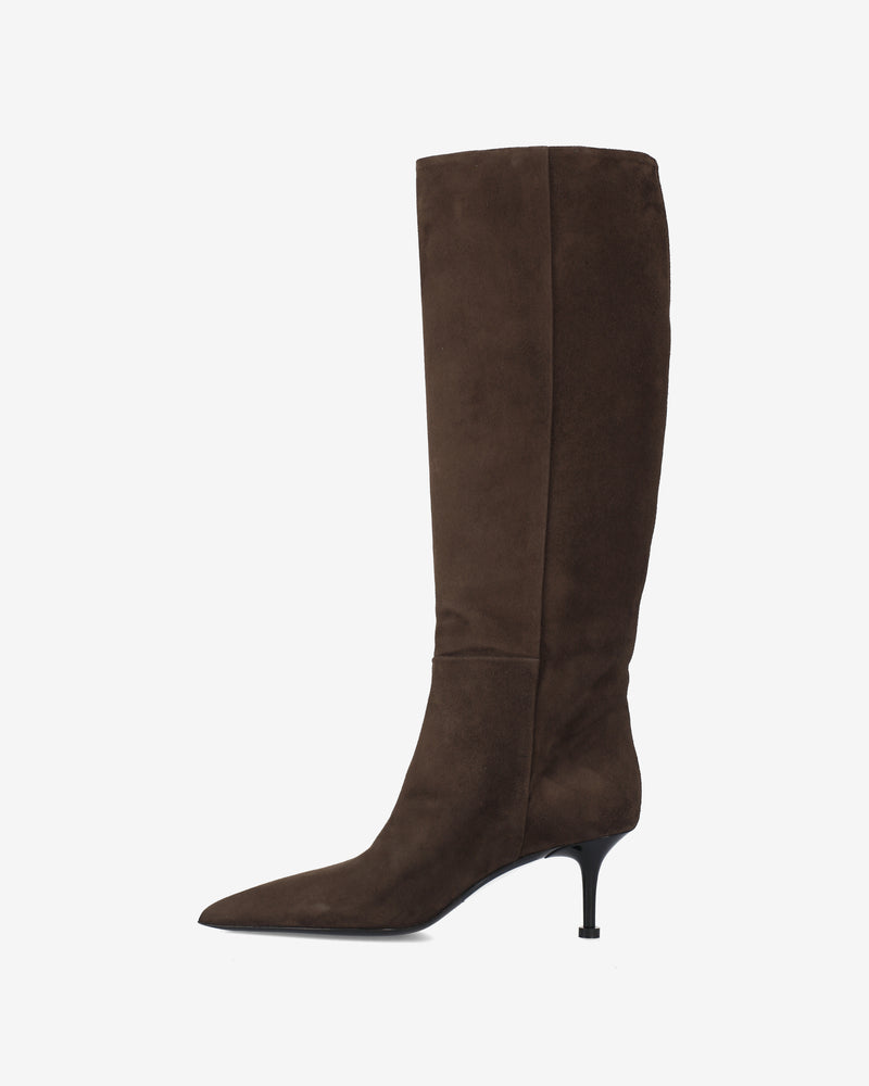 Dark Brown Suede Knee-High Boots
