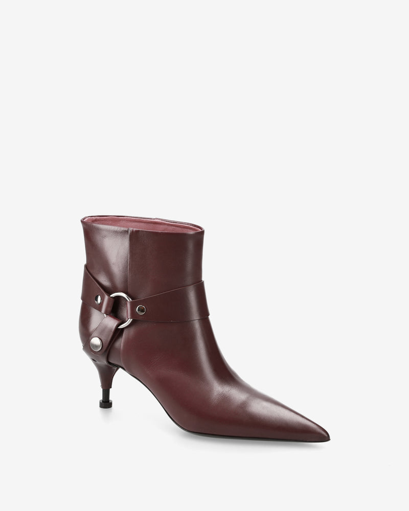Bordeaux Leather Ankle Boots
