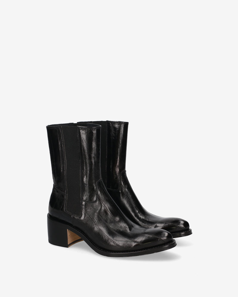 Black Eel Leather Chelsea Boots