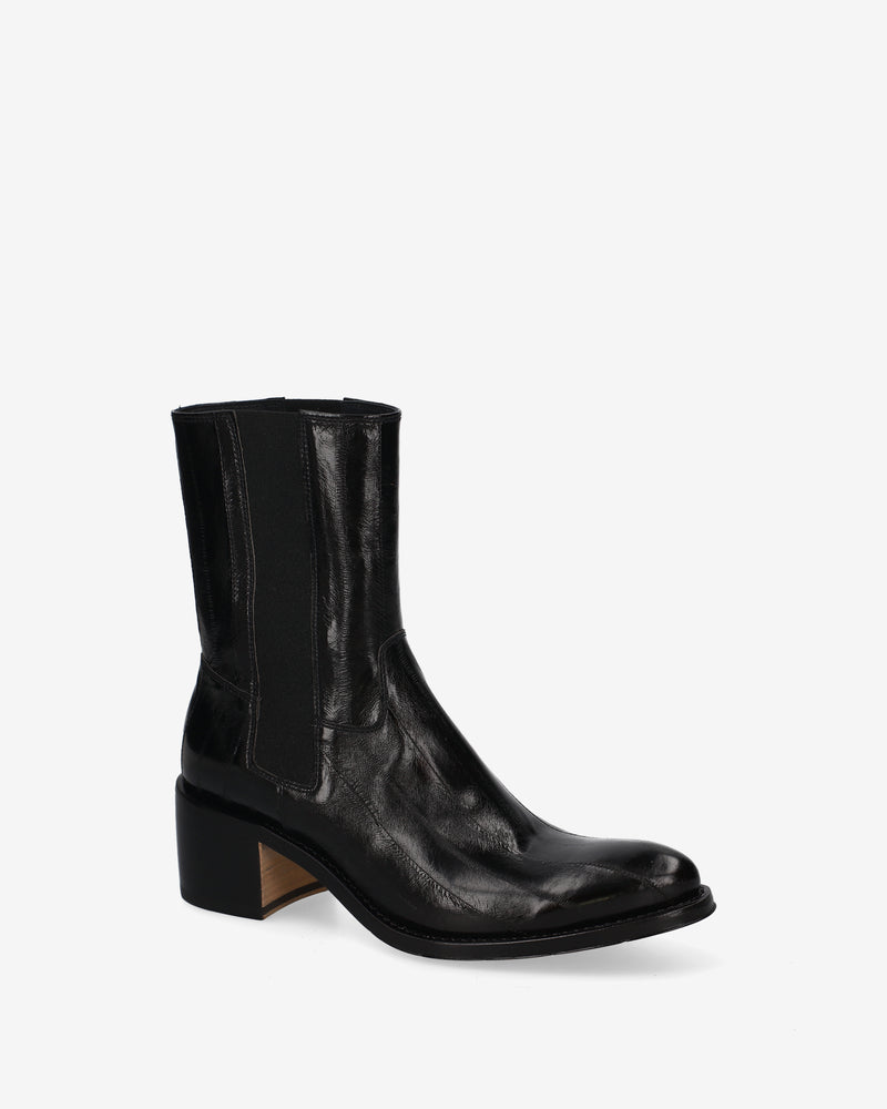 Black Eel Leather Chelsea Boots