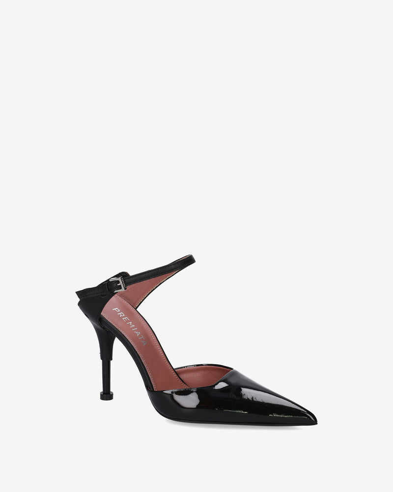 Black patent leather slingback