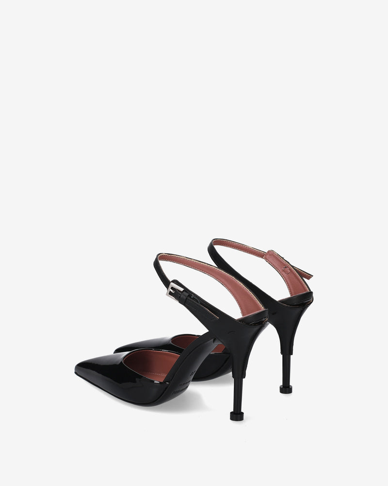 Black patent leather slingback