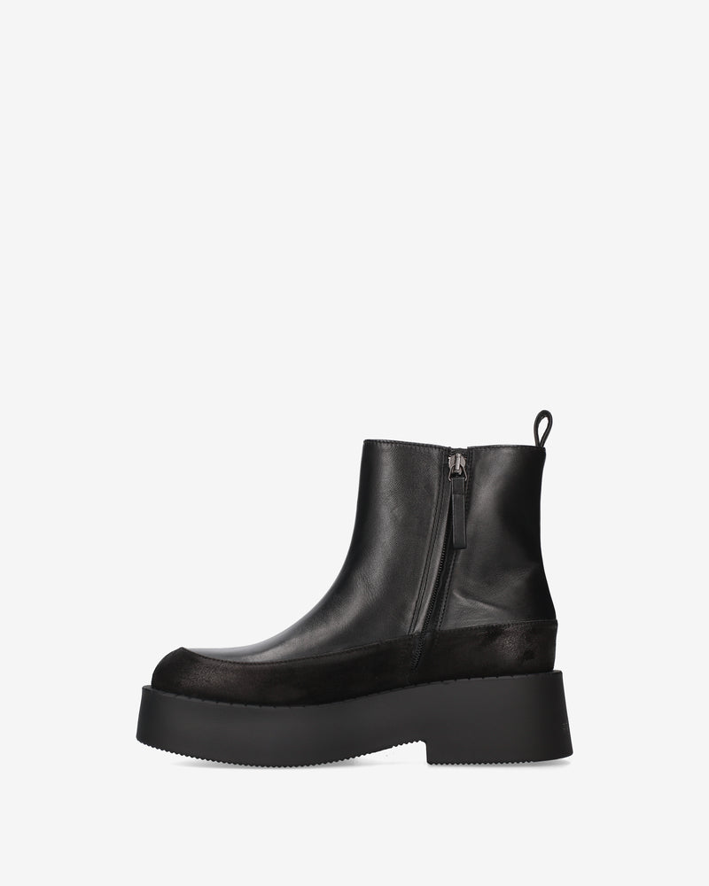 Leather and suede platform ankle boots