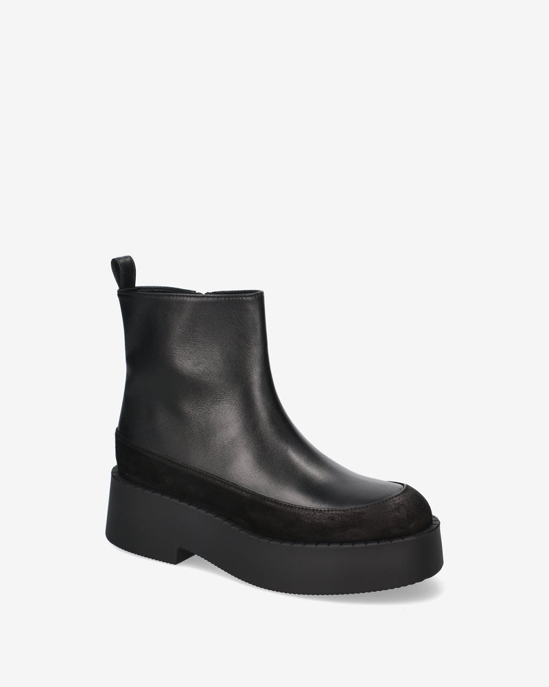 Leather and suede platform ankle boots