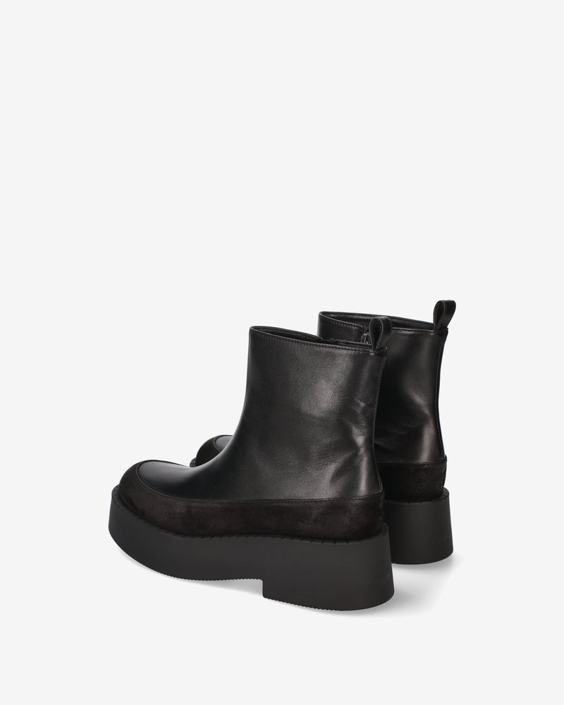 Leather and suede platform ankle boots