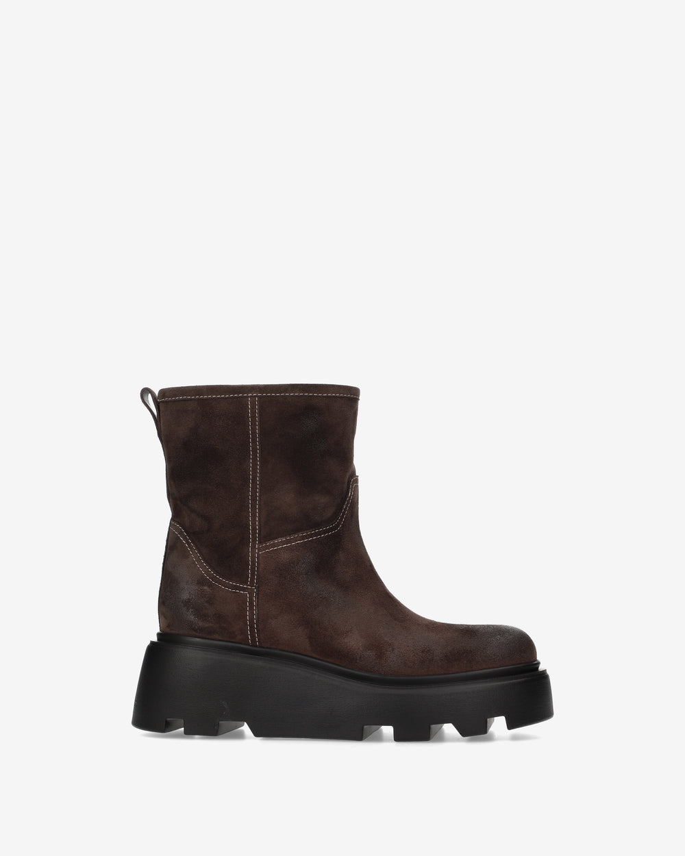 Split-leather ankle boots with a thick sole