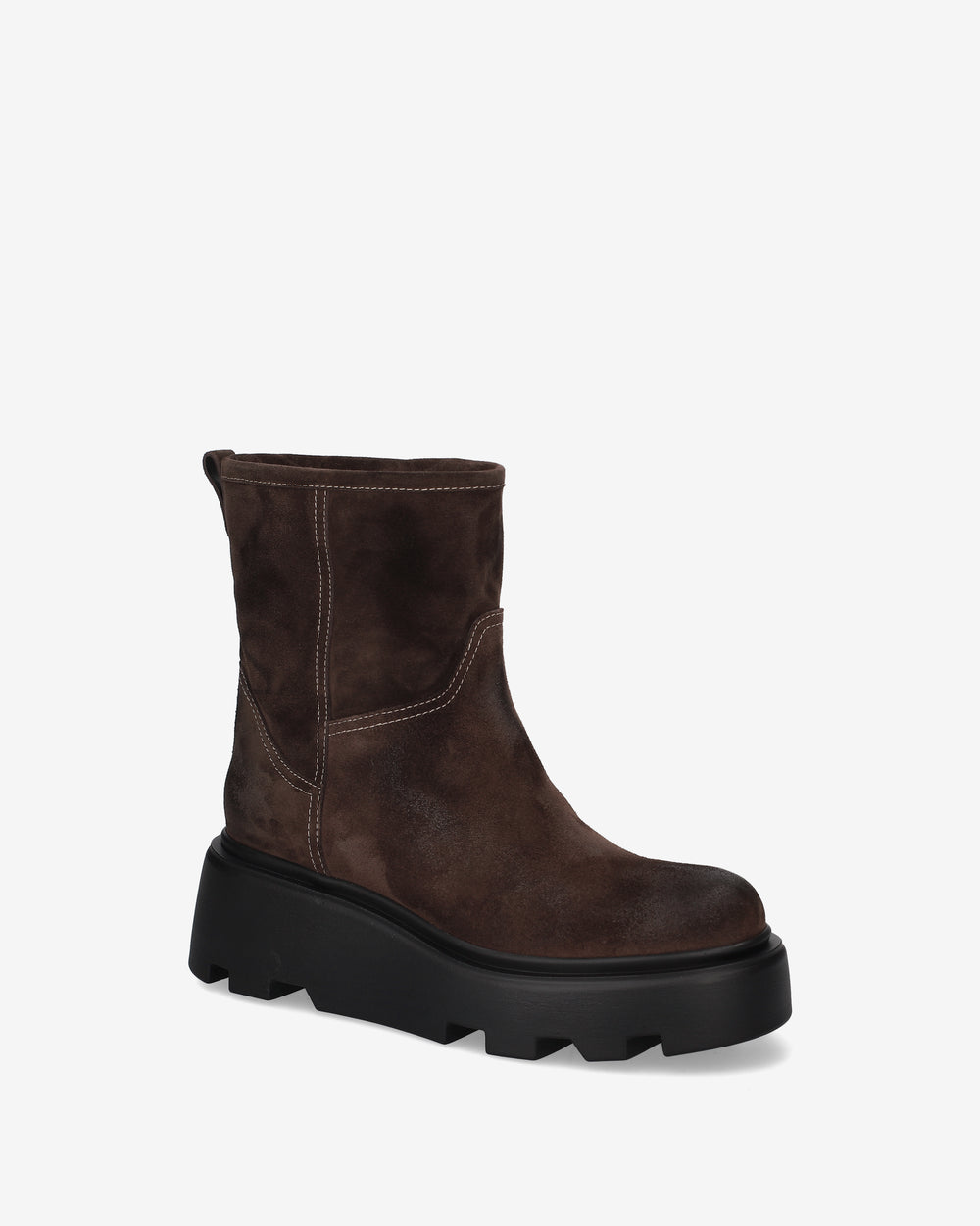 Split-leather ankle boots with a thick sole