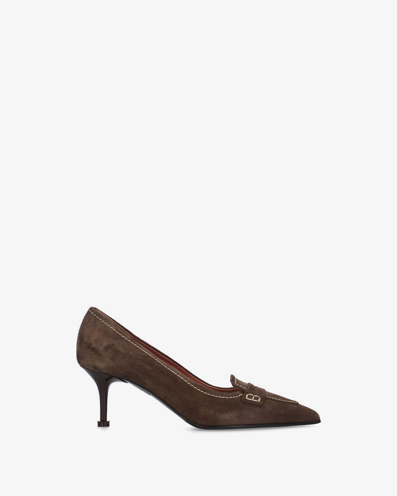 Brown suede pumps