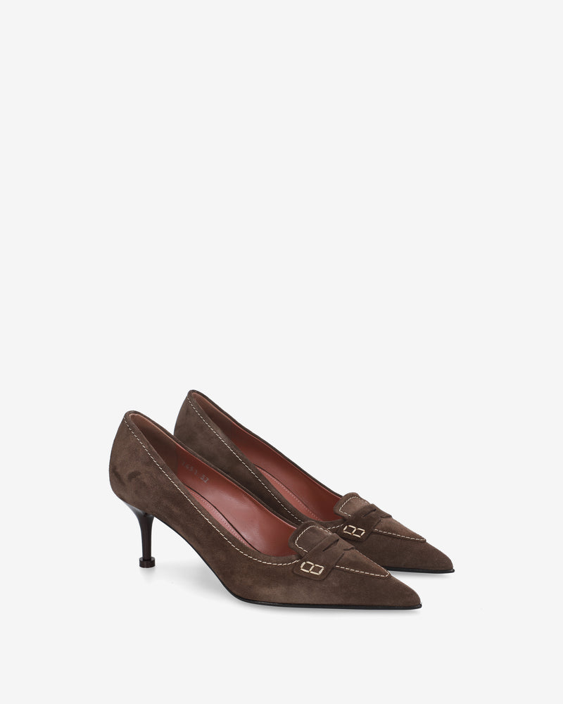 Brown suede pumps