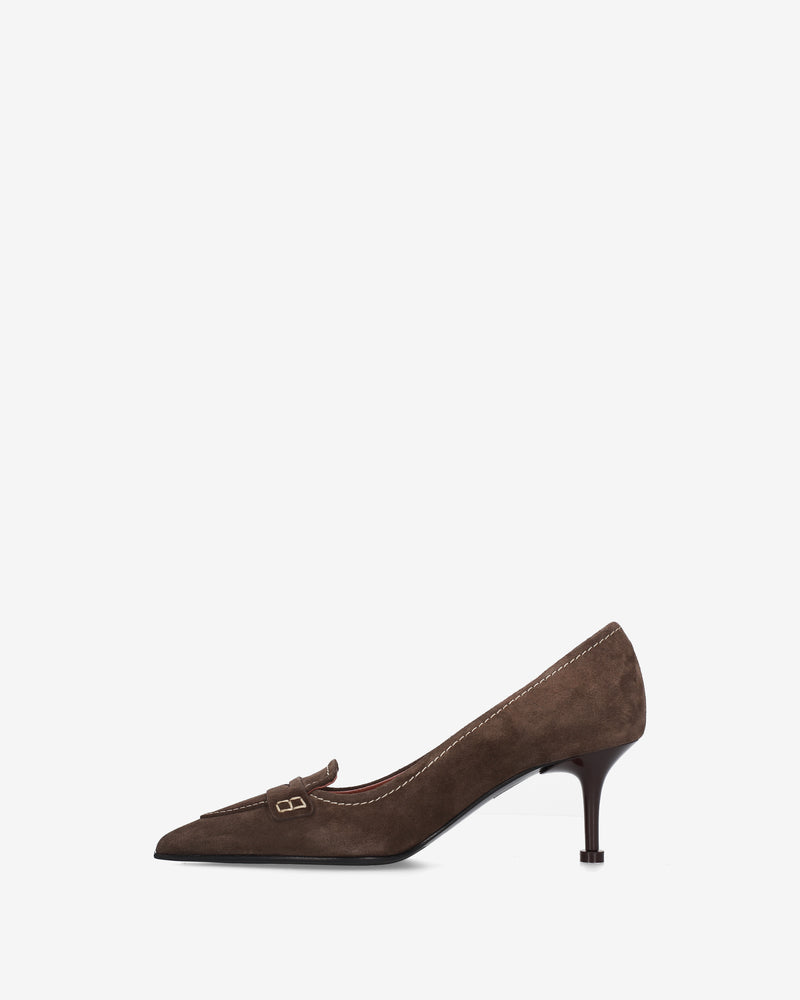Brown suede pumps