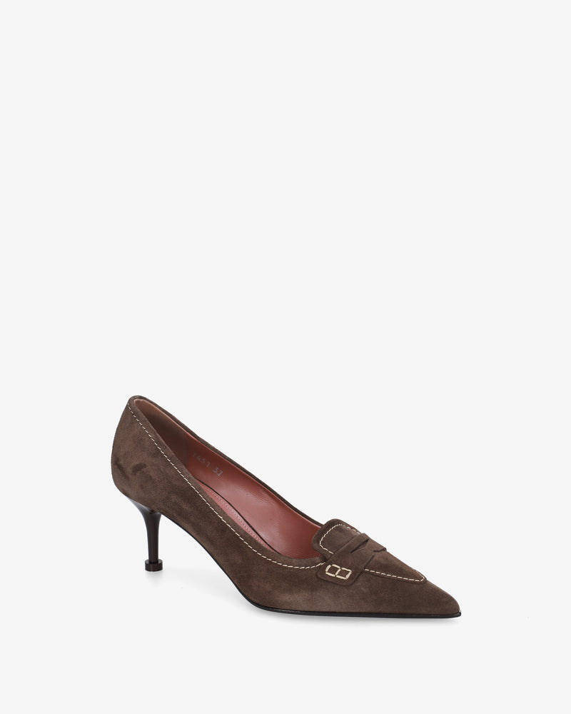 Brown suede pumps