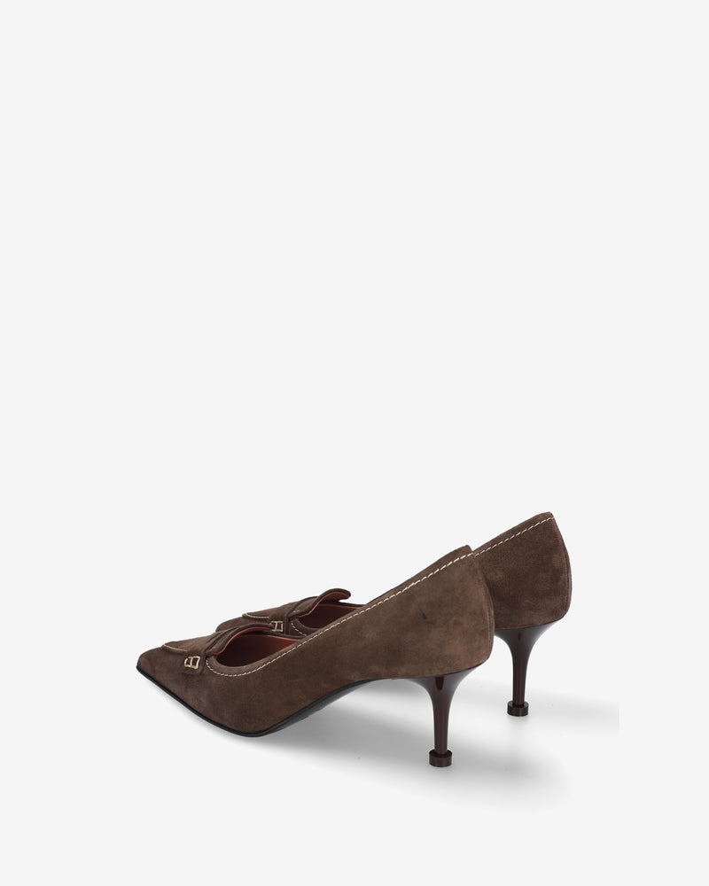 Brown suede pumps