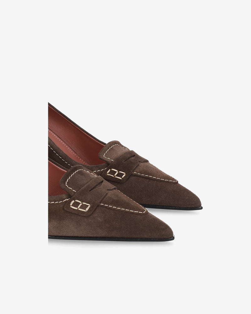 Brown suede pumps