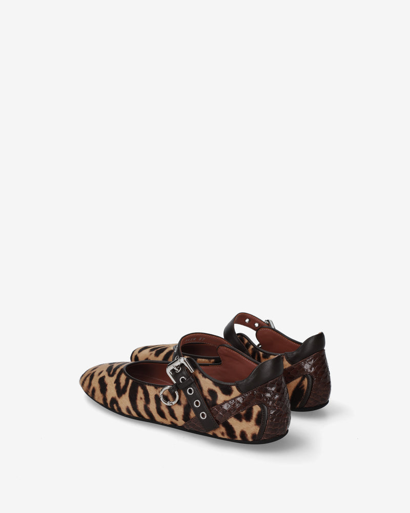 Pony-skin Mary Jane flats with a buckle