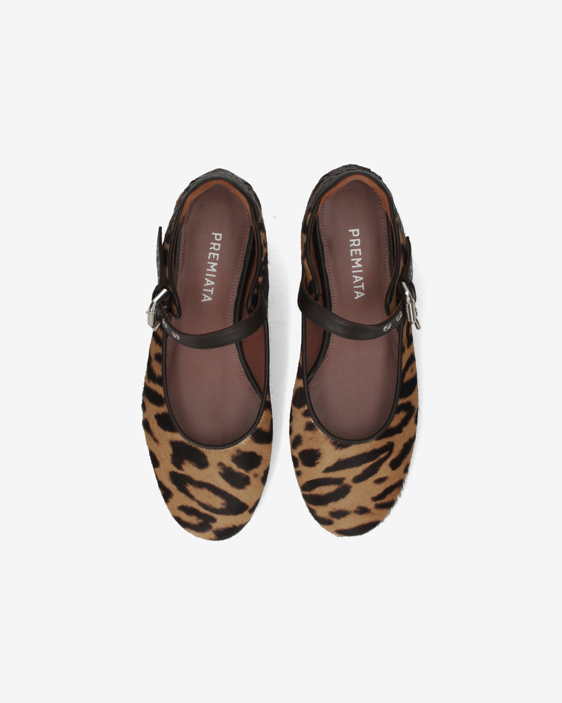Pony-skin Mary Jane flats with a buckle