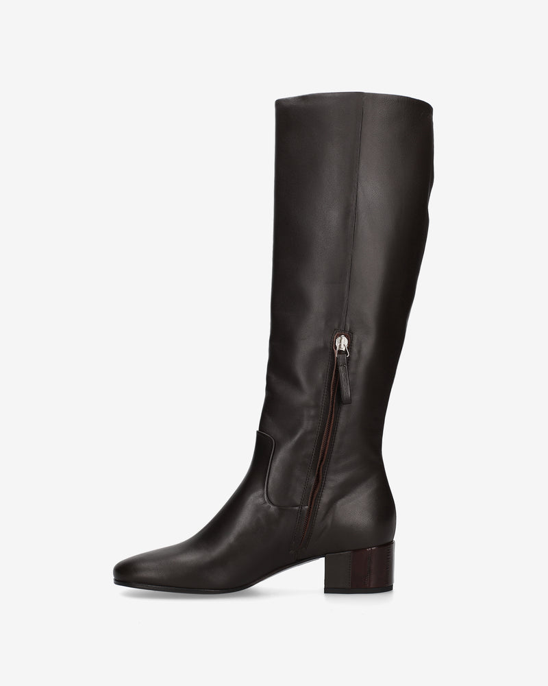 Dark brown nappa leather boots