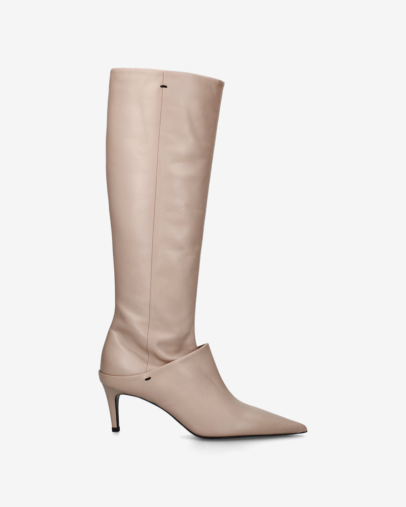 Nappa leather boots with a slim heel