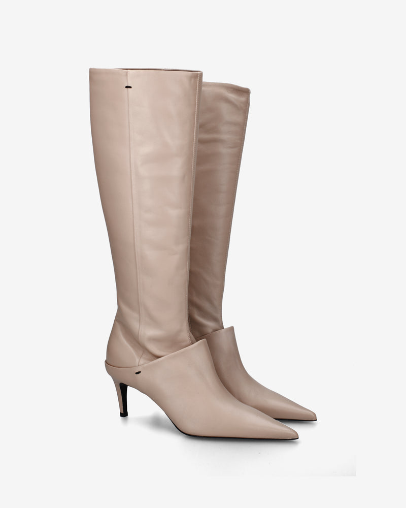 Nappa leather boots with a slim heel