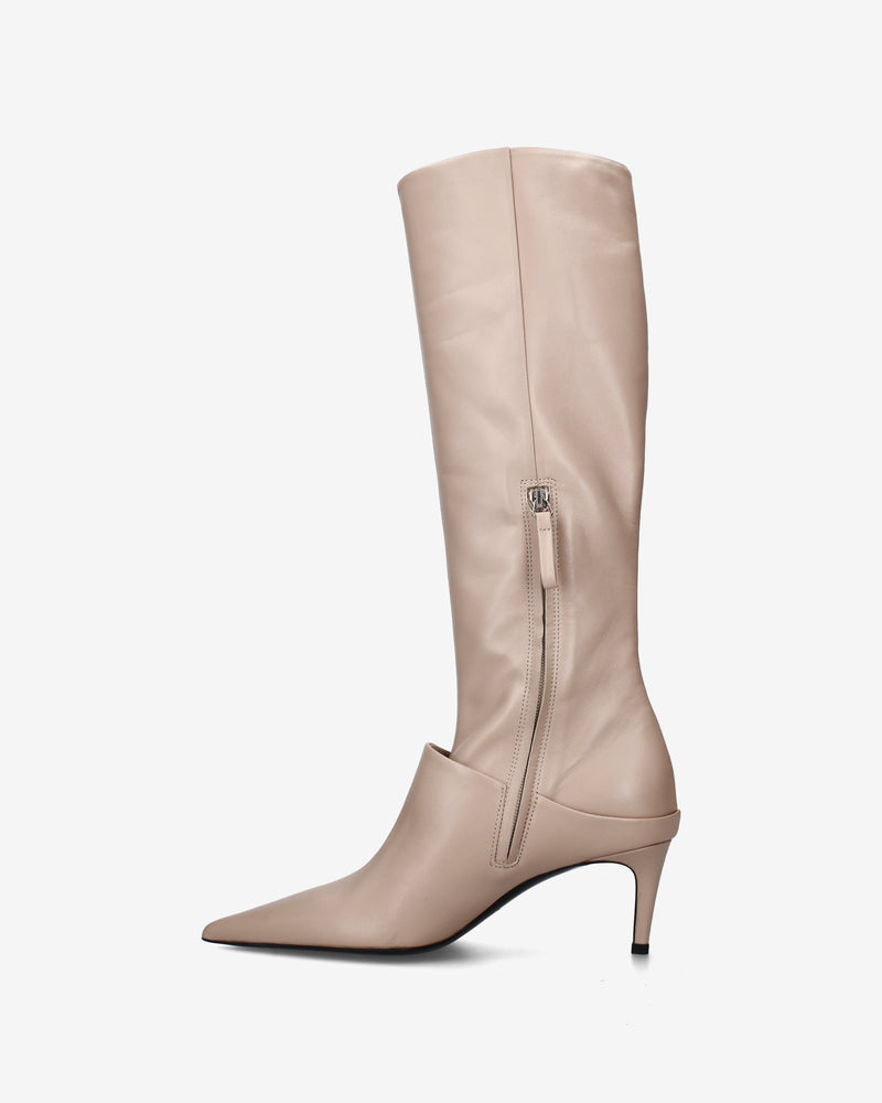 Nappa leather boots with a slim heel