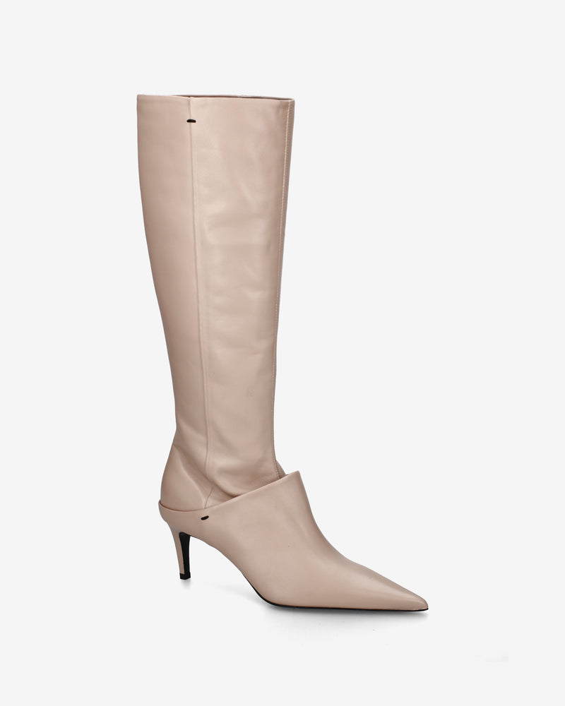 Nappa leather boots with a slim heel