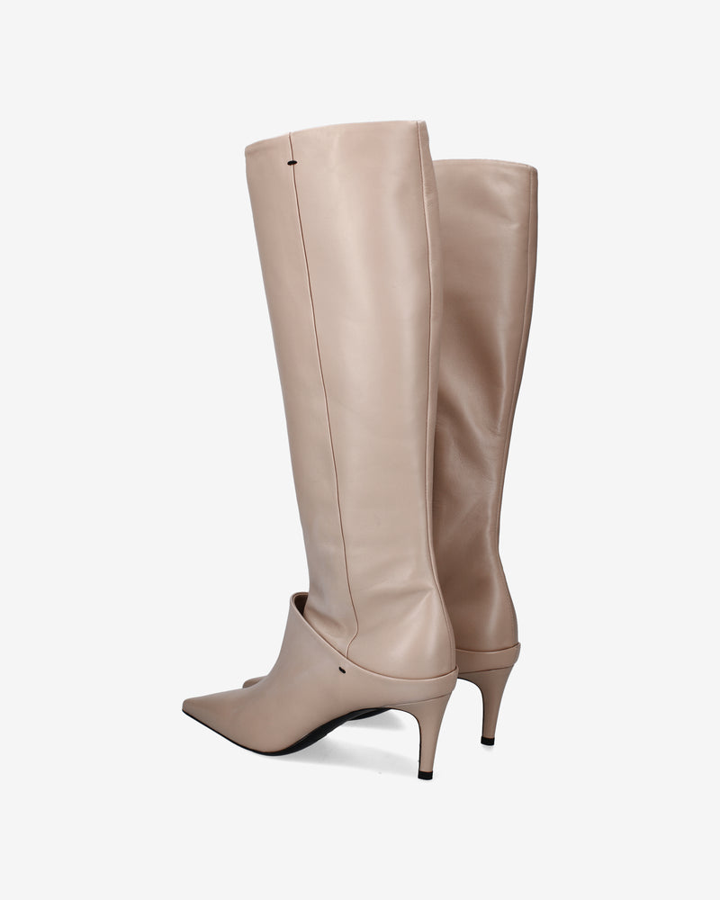 Nappa leather boots with a slim heel