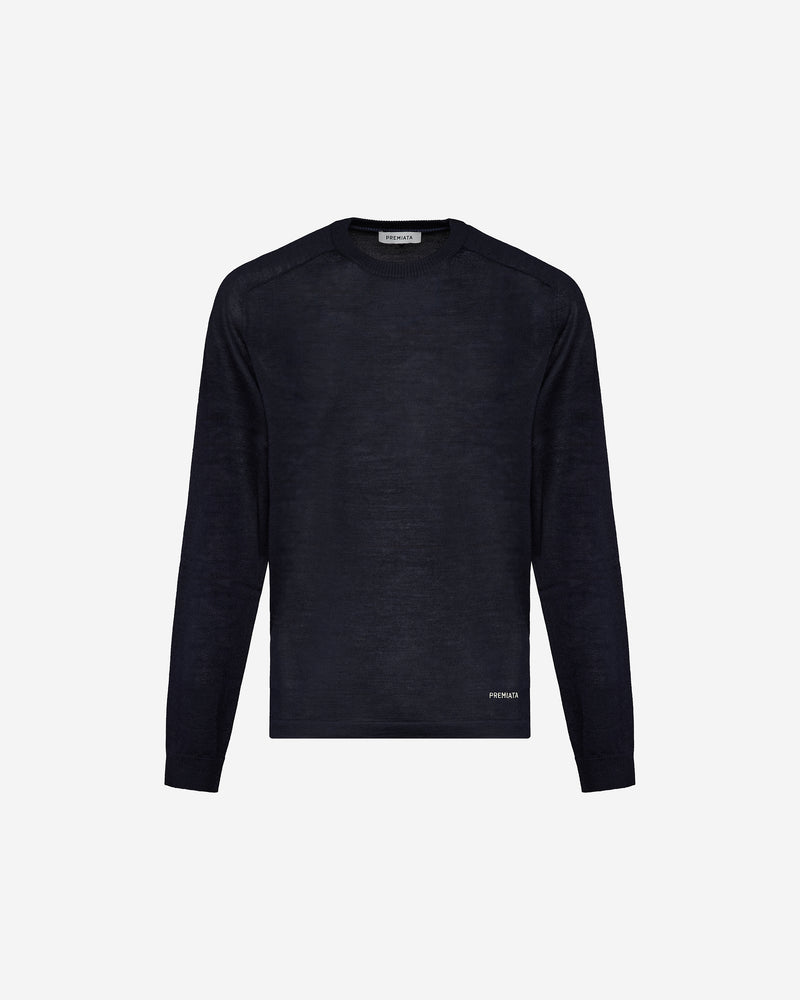 Maglia girocollo in lana e seta